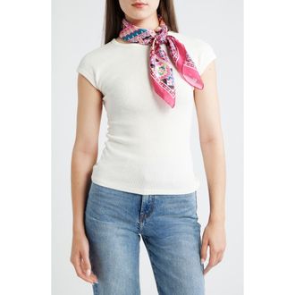 Treasure & Bond 4-Piece Scrunchie & Square Scarf Set in Hot Pink Combo at Nordstrom