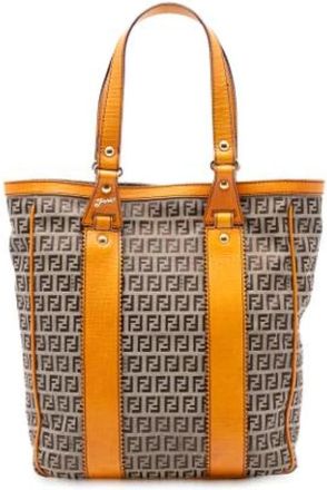 Fendi Pre-owned Tote Bags, female, Beige, Size: ONE SIZE Pre-owned Vintage Canvas Tote