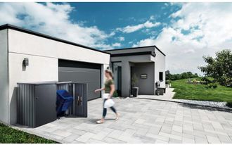 BIOHORT Contenedor Metalico De Basura Biohort Alex Color Gris Cuarzo Y Gris Oscuro Metalizado