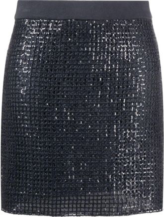 Brunello Cucinelli sequin-embellished miniskirt - women - Mohair/Polyamide/Wool/Polyester/Acetate/Silk - 42 - Grey