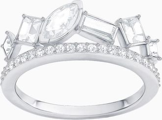 Swarovski Henrietta Rhodium Plated Stainless Steel and Clear Swarovski Crystal Ring