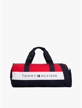 Tommy Hilfiger Mens Tommy Logo Colorblock Canvas Duffel Bag - Red/White/Blue