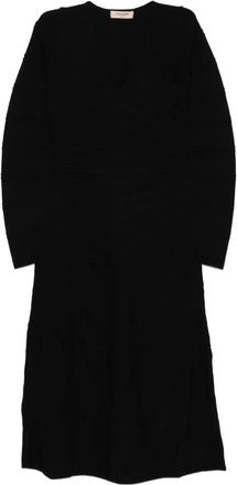 Twin-Set Abito midi a coste - Nero