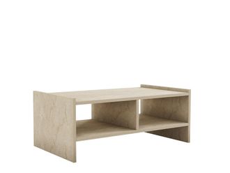 Calicosy Calicosy - Mesa De Centro Con 2 Nichos Abiertos, Decoraci&oacute;n Travertino L90 Cm - Pera