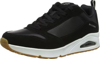 Skechers Mens Uno Stacre Sneaker, Black Leather/Pu/White Trim, 7 UK