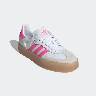 adidas Sneaker ADIDAS ORIGINALS SAMBAE, Damen, Gr. 38,5, weiss (cloud wei&szlig;, sanftes wei&szlig;, lucid pink), Leder, Schuhe Sneaker