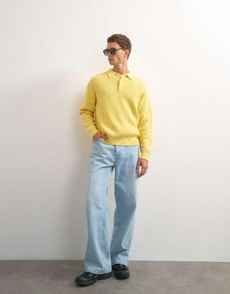 Topman polo lavorato a maglia regular fit giallo