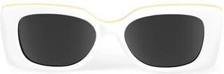 AQS Essie Polarized Rectangle Sunglasses in White/Yellow at Nordstrom Rack