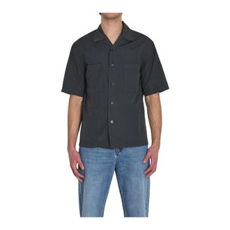 Barena Overhemden, Heren, Grijs, L, Short Sleeve Camp Collar Shirt