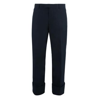 Bottega Veneta Straight Trousers, male, Blue, L, Roll-up Cotton Trousers