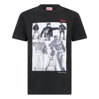 Diesel T-shirt met print - Heren - Tops - Zwart - Maat: XS Katoen