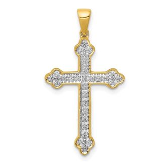 Diamond2Deal 10k Yellow Gold 1/10ct. Diamond Cross Pendant