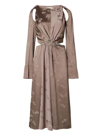 Tory Burch Jurk met gedraaid detail en uitgesneden details - Bruin