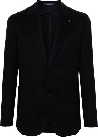 Tagliatore brooch-detail blazer - men - Virgin Wool/Polyamide/Cupro - 48 - Blue