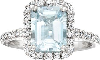 Ross-Simons Aquamarine and. Diamond Ring in 14kt White Gold