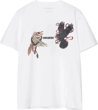 maharishi Zwarte Kraai Witte Reiger Tee - Heren - T-shirts - Wit - L - Katoen - Tops