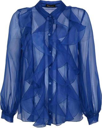 Hanita Silk Organza Shirt With Rouches