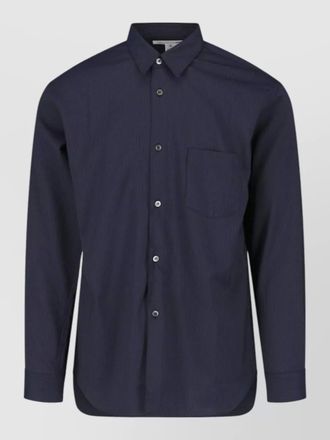 Comme Des Gar&ccedil;ons pinstriped wool blend long-sleeve shirt
