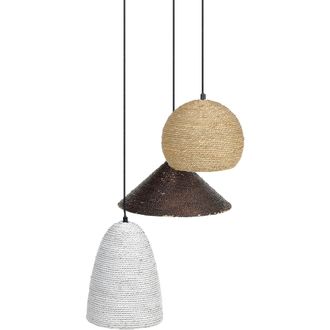 Beliani Beliani - L&aacute;mpara Colgante Metal Hierro Paja Cuerda Sala De Estar Estilo Moderno Tradicional Multicolor Endrick