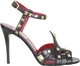Valentino Studdy Sandal - Dames - Sandalen met hakken - Zwart - 37 1/2 EU - Leer - Schoenen