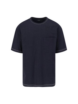 Christophe Lemaire Black Crew Neck Contrast Stitch T-Shirt