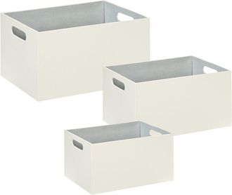 Beliani Set of 3 Boxes LARSA Faux Leather Beige