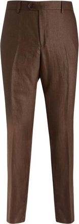 Brian Dales Broeken, Heren, Bruin, S, Linnen, Tapered Broeken