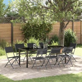 vidaXL Conjunto De Comedor De Jard&iacute;n 9 Pcs Negro Vidaxl