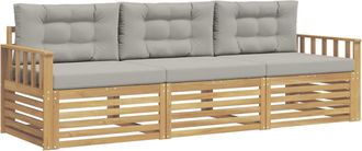 vidaXL Conjunto De Sof&aacute;s De Exterior 3 Uds. Blanco Y Gris Claro Vidaxl