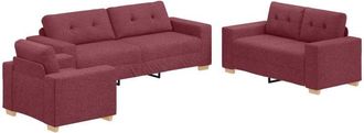 vidaXL Vidaxl - Sofa Set with Cushion with Pillow 3 pcs Wine Red Fabric