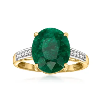 Canaria Canaria Emerald Ring With Diamonds in 10kt Yellow Gold