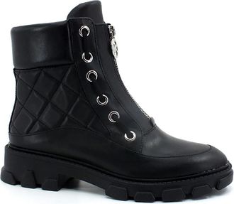 Michael Kors Ridley Leren Laars - Dames - Veterlaarzen - Zwart - 36 EU - Leer - Schoenen