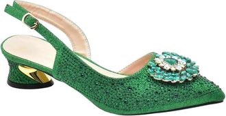 Generic Women Rhinestone Shoes and Bag Set Italian Style Pointed Toe Heels for Office Party Wedding