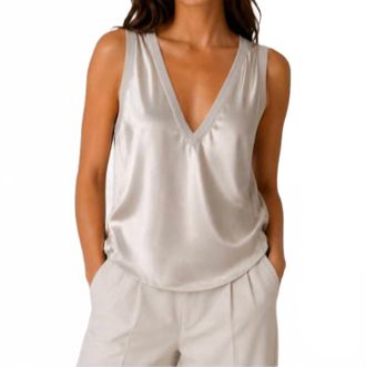 Michael Stars Liz Satin V Tank In Cement