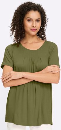 Heine T-Shirt HEINE Shirt, Damen, Gr. 34, oliv, 95% Viskose, 5% Elasthan, unifarben, Rundhals, Shirts T-Shirt