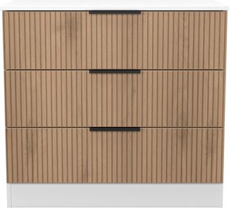 Lewis's Java 3 Drawer Chest in Slatted Effect / White - Ready Assembled - Lewiss Home | TJ Hughes