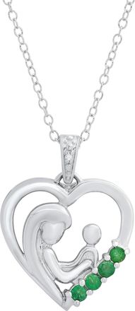 MAX + STONE Sterling Silver Promo Emerald & Diamond Accent Mother & Child Necklace Pendant