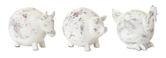 Melrose International Weathered Stone Farm Animal Figurine (Set of 3) - White