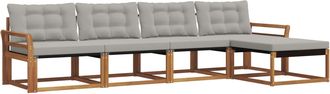 vidaXL Conjunto De Sof&aacute;s De Exterior 5 Uds. Gris Natural Y Claro Vidaxl
