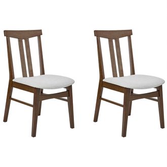 Beliani Beliani - Conjunto De 2 Sillas De Comedor Retro Tradicional Sin Reposabrazos Asiento De Tela Gris Estructura De Madera Maciza Oscura Avalon