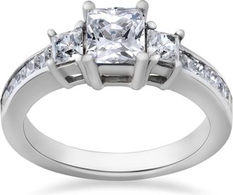 Pompeii3 Princess Cut Diamond Engagement Ring 3-Stone 1 1/2ct 14k White Gold