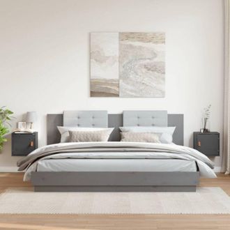 vidaXL Wall Cabinets 2 pcs Grey 31.5x30x30 cm Solid Wood Pine Vidaxl