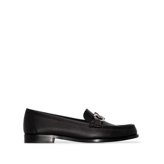 Ferragamo Loafers, female, Black, 2 UK, Gancini Plaque Low-Heel Loafers