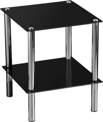 Premier Housewares 2 Tier Black Glass End Table