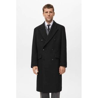 Mango manteljas met wol zwart