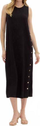 Entro Solid Rib Textured Black Midi Dress
