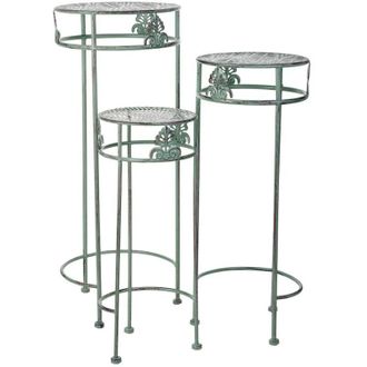 Wanderlust Deco Wanderlust Deco - Soporte Para Macetas Negro, 3 Piezas, 28x28x69-24x24x59-20x20x49h Cm