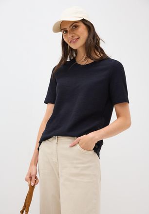 Cecil Rundhalsshirt CECIL, Damen, Gr. XL (44), urban dunkelblau, Jersey, Obermaterial: 90% Baumwolle, 10% Polyester, unifarben, normal h&uuml;ftbedeckend, Rundha