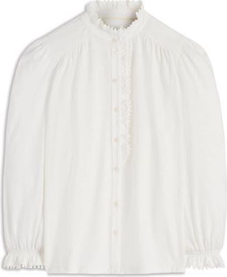 Boden Maddie Lace Detail Shirt in Ivory at Nordstrom, Size 10