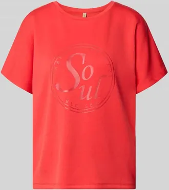Soyaconcept T-Shirt mit Statement-Print Modell BANU in Koralle, Gr&ouml;&szlig;e XXL